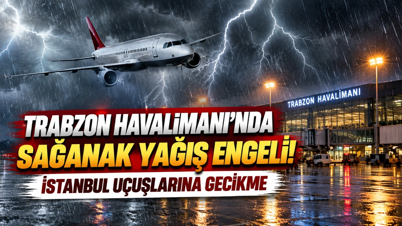 Trabzon Havalimanı'nda sağanak yağış engeli! İstanbul uçuşlarına gecikme