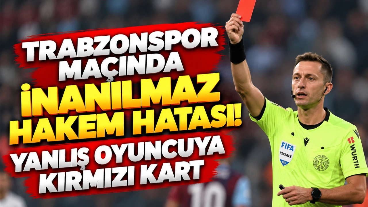Trabzonspor maçında inanılmaz hakem hatası! Yanlış oyuncuya kırmızı kart