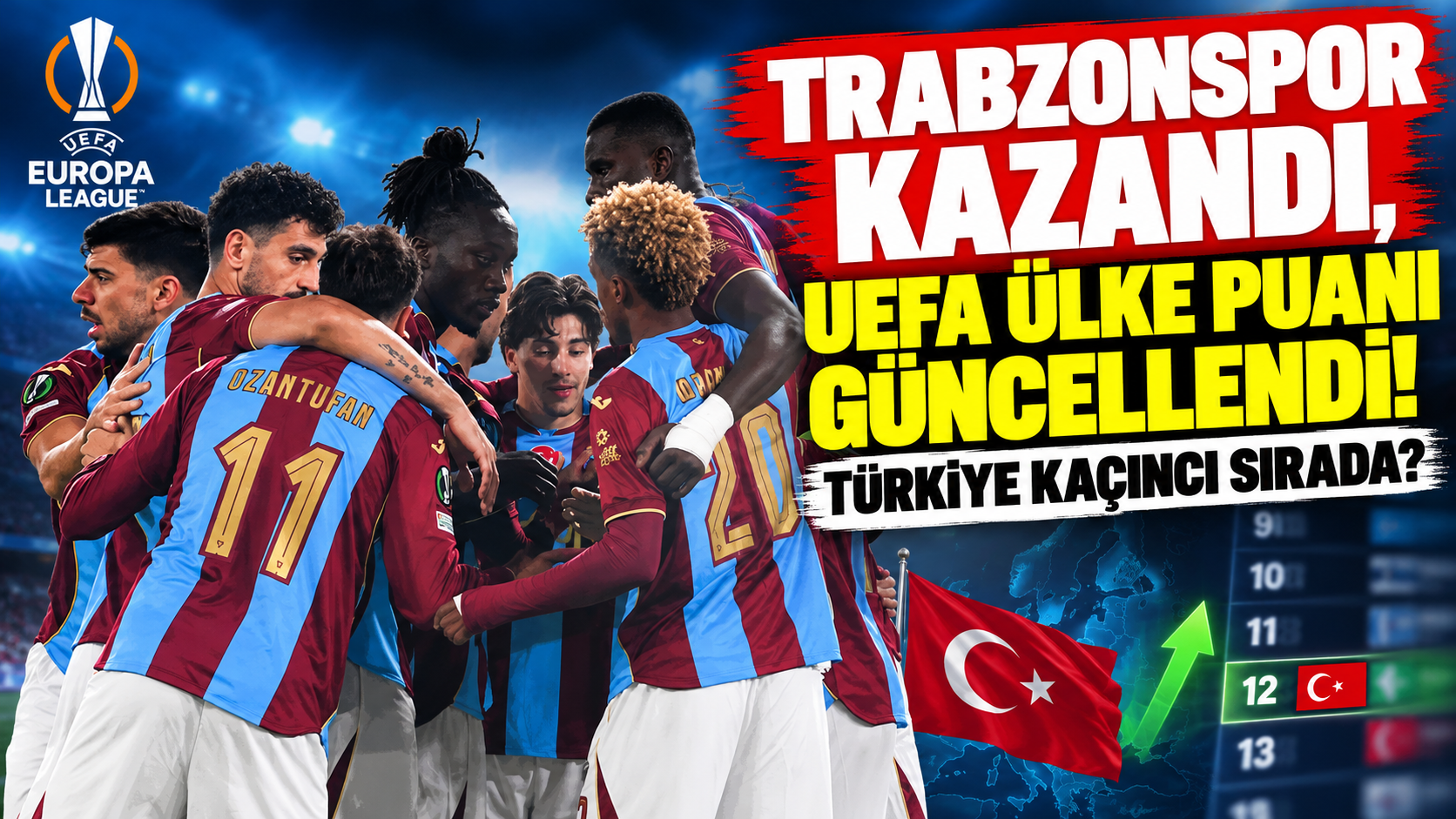 Trabzonspor kazandı, UEFA ülke puanı güncellendi! Türkiye kaçıncı sırada?
