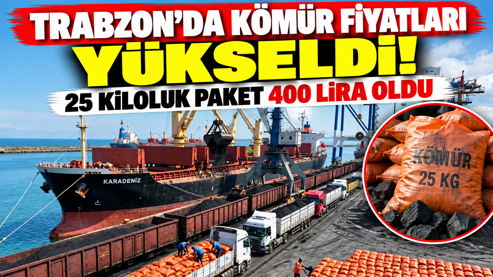 Trabzon’da kömür fiyatları yükseldi! 25 kiloluk paket 400 lira oldu