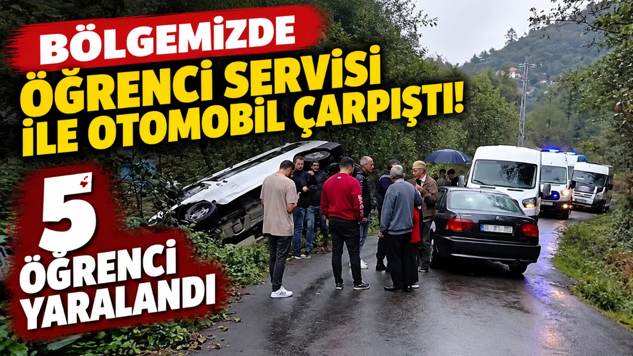 Bölgemizde öğrenci servisi ile otomobil çarpıştı! 5 öğrenci yaralandı
