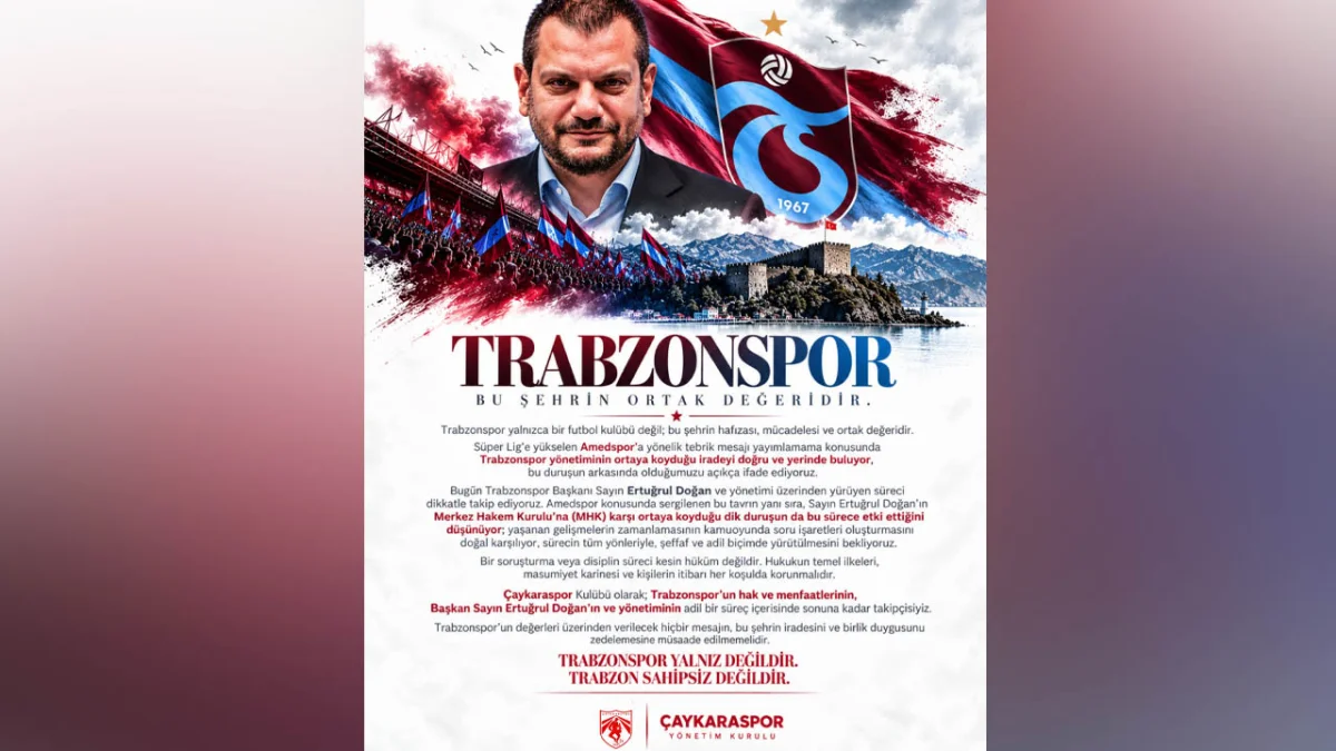 Çaykaraspor’dan Trabzonspor’a destek: “Trabzon sahipsiz değildir”