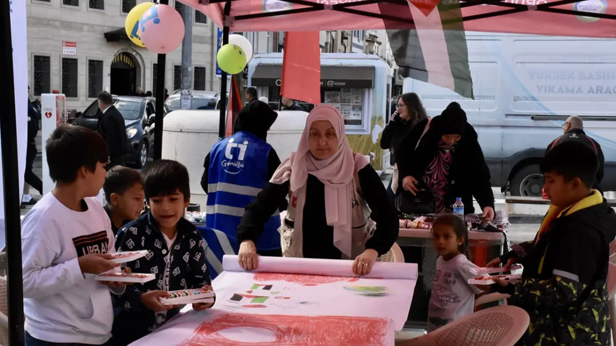 Ordu’da çocuklar Filistinli akranları için resim çizdi