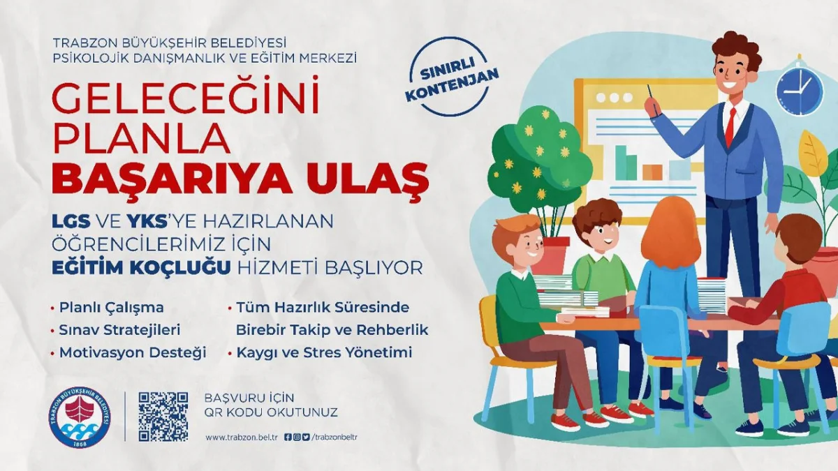 Trabzon Büyükşehir’den LGS ve YKS öğrencilerine eğitim desteği! Başvurular başladı