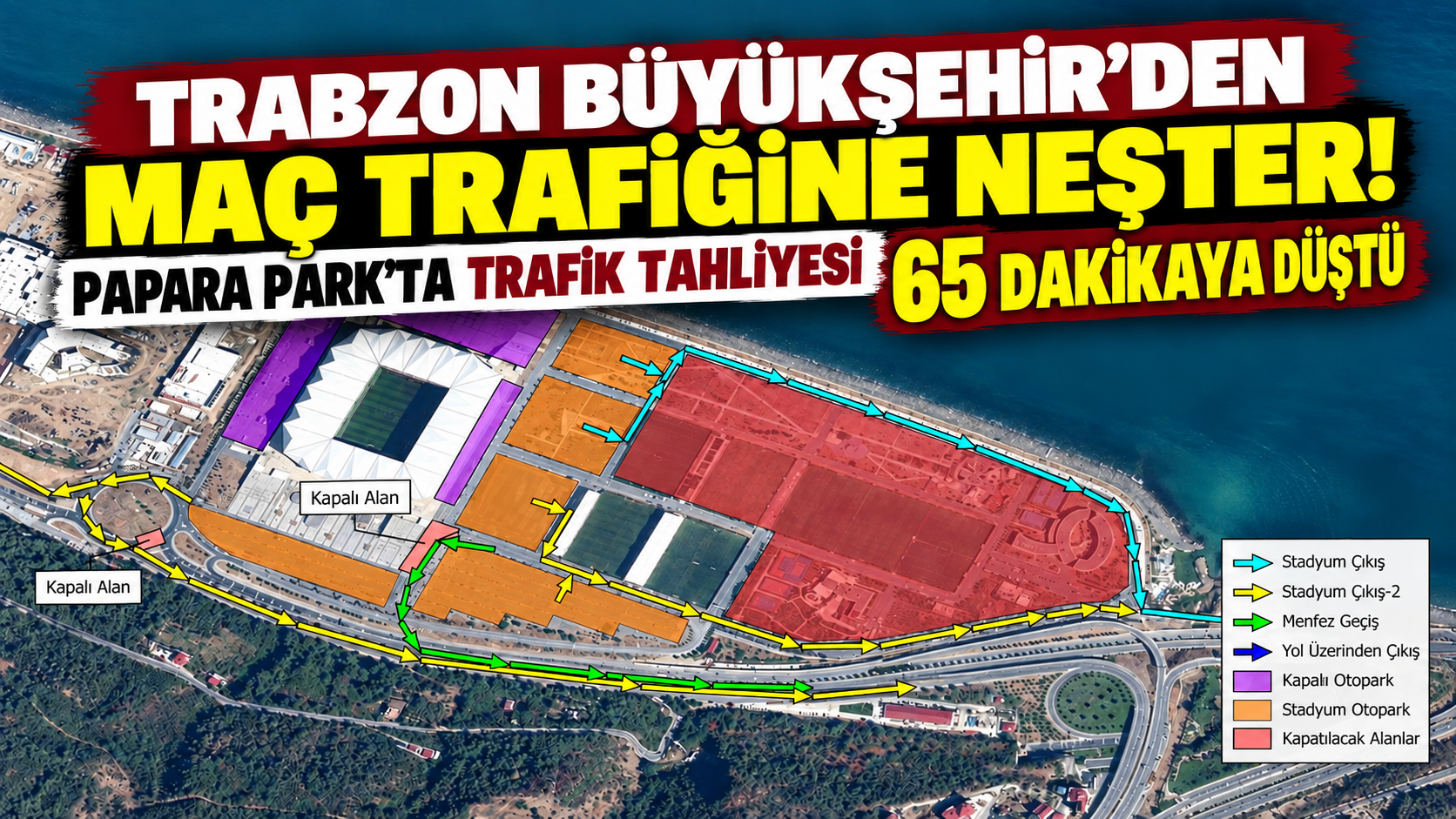 Trabzon Büyükşehir'den maç trafiğine neşter! Papara Park'ta trafik tahliyesi 65 dakikaya düştü