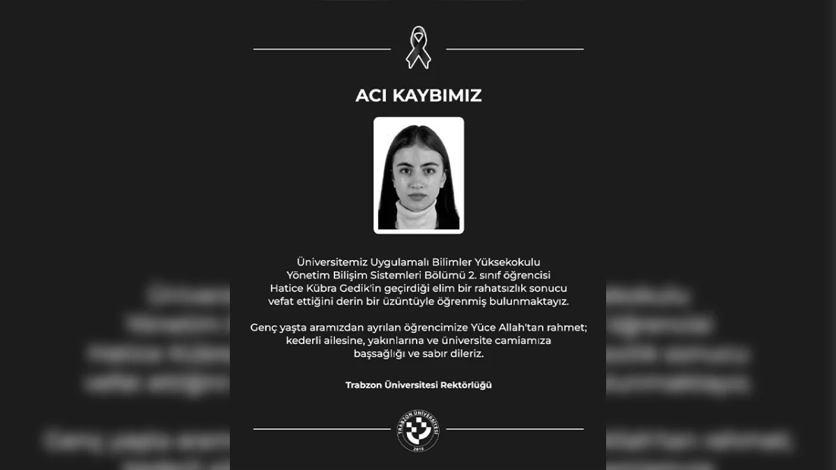 Trabzon'da üniversite öğrencisinden yürek burkan haber!
