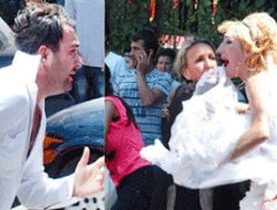 Damat düğünde gelini dövdü