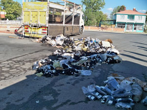 Askeri malzeme taşıyan kamyonda yangın..!