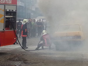 Trabzon'da LPG'li araç yandı!