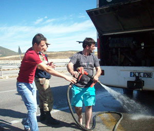 Samsun'da yolcu otobüsünde yangın