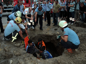Samsun'da bir kişi göçük altında kaldı