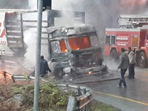 Artvin'de TIR yandı!