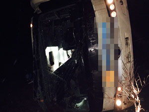 Edirne'de yolcu otobüsü devrildi