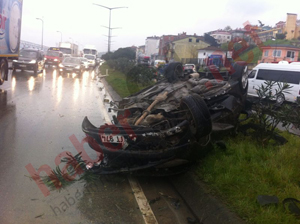 Trabzon'da feci kaza: takla attı
