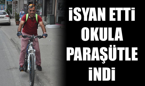 Doktor okula paraşütle indi!