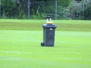 Sahanın ortasında bir çöp kutusu!