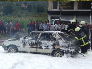 Ordu'da araç bir anda alev aldı!