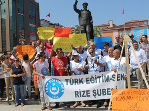 Rize'de öğretmenlerden darağaçlı eylem!