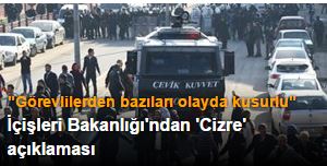İçişleri Bakanlığı'ndan 'Cizre' açıklaması