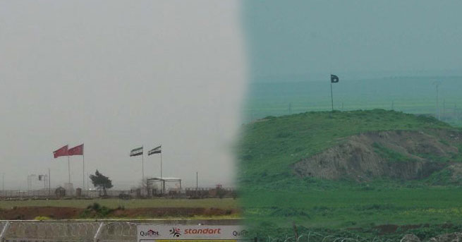 Sınırda 3 ayrı bayrak dalgalanıyor