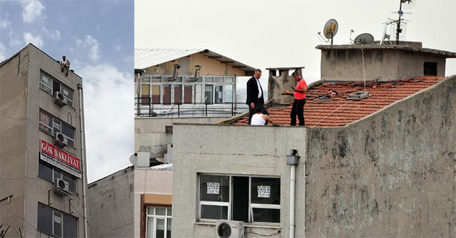 Binadan atlamasını başkan önledi