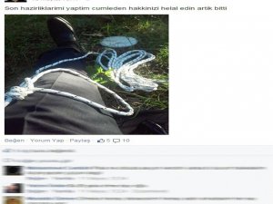 Fotoğrafını paylaştığı iple kendini astı!