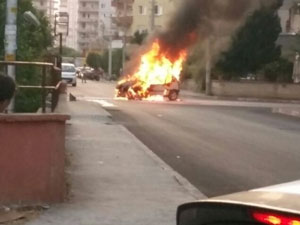 LPG’li araç alev alev yandı