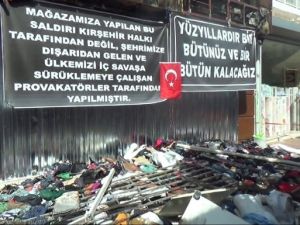 Kırşehir’de yakılan iş yerinde anlamlı pankart