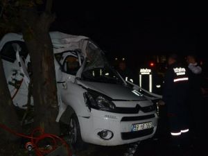 Ağaca çarpan araçtaki 2 kişi öldü