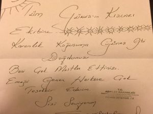 Deniz Seki’den mektup var