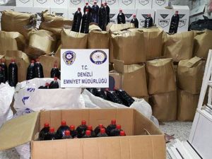 1 ton kaçak alkollü içki ele geçirildi