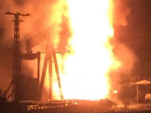 Petrol kulesinde korkutan yangın