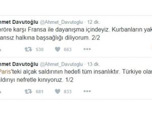 Başbakan Ahmet Davutoğlu Paris’teki saldırıyı kınadı