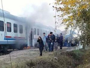 Yolcu treninde yangın çıktı