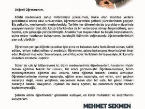 Başkan Sekmen’den Öğretmenlere Mektup