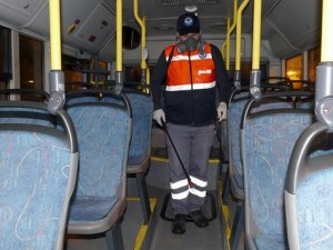 Trabzon'da otobüsler dezenfekte ediliyor!