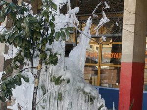 Buz sarkıtları insan boyunu geçti