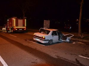 Trabzon plakalı araç hurdaya döndü