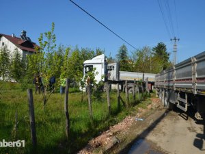 Kontrolden çıkan tır bahçeye girdi