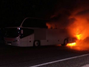 Yolcu otobüsünde faciaya ramak kala