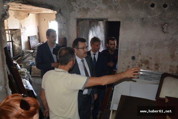 Trabzon'da evi yanan vatandaşa ziyaret