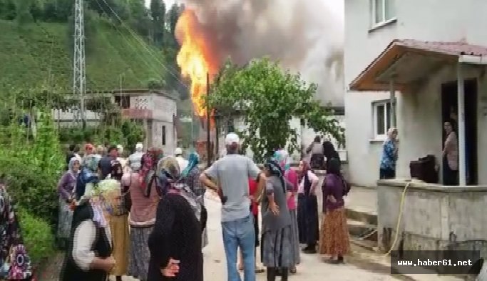 Ev yangınına bahçe hortumu ile müdahale edince...