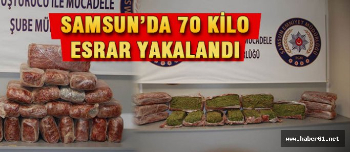 Saman yüklü kamyondan 70 kilo esrar !