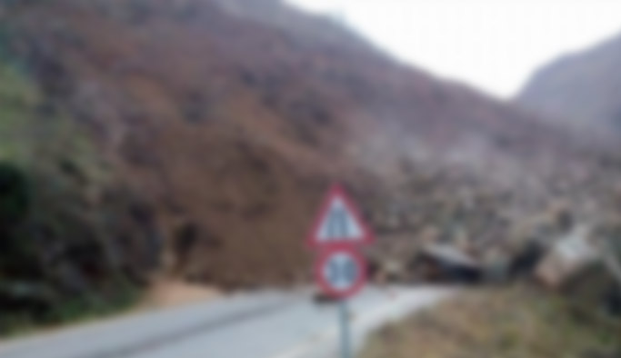 Rize Arhavi yolunu heyelan vurdu