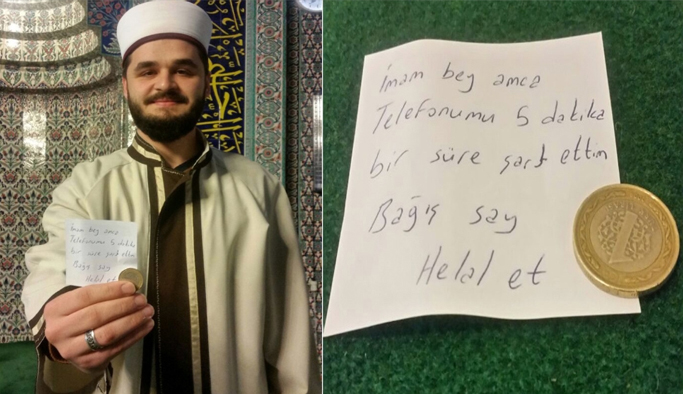 Telefonunu camide şarj etti, not bıraktı