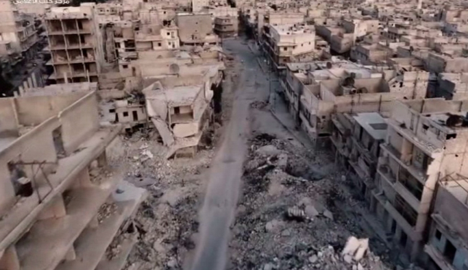 Halep’teki yıkım havadan görüntülendi