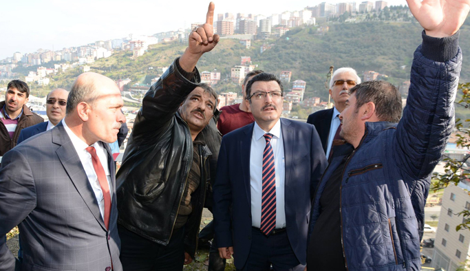 Trabzon'da kaya düşen mahallede önlem alınıyor