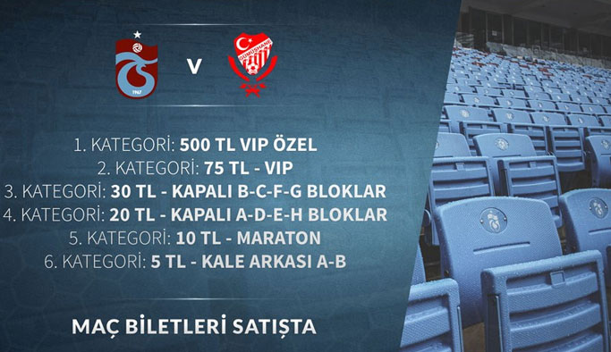 Trabzonspor Gümüşhane maçı biletleri satışta