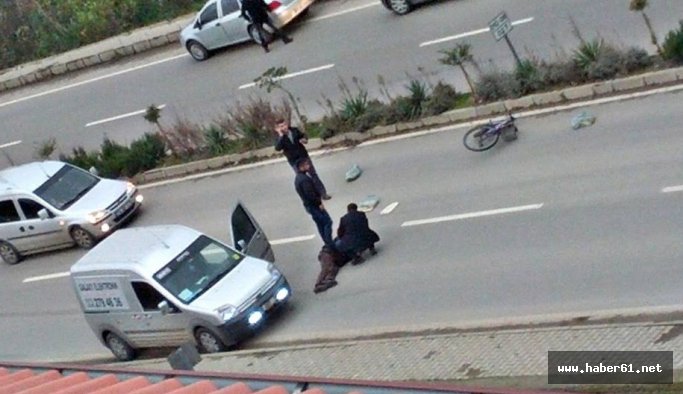 Aracıyla bisikletliye çarptı
