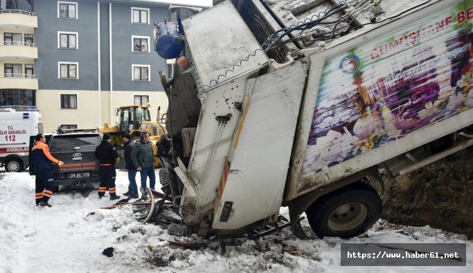 Çöp kamyonu devrildi 1 kişi yaralı